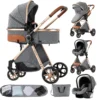 poussette bébé 3 en 1 avec siège auto pliable