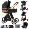 poussette bébé 3 en 1 avec siège auto pliable