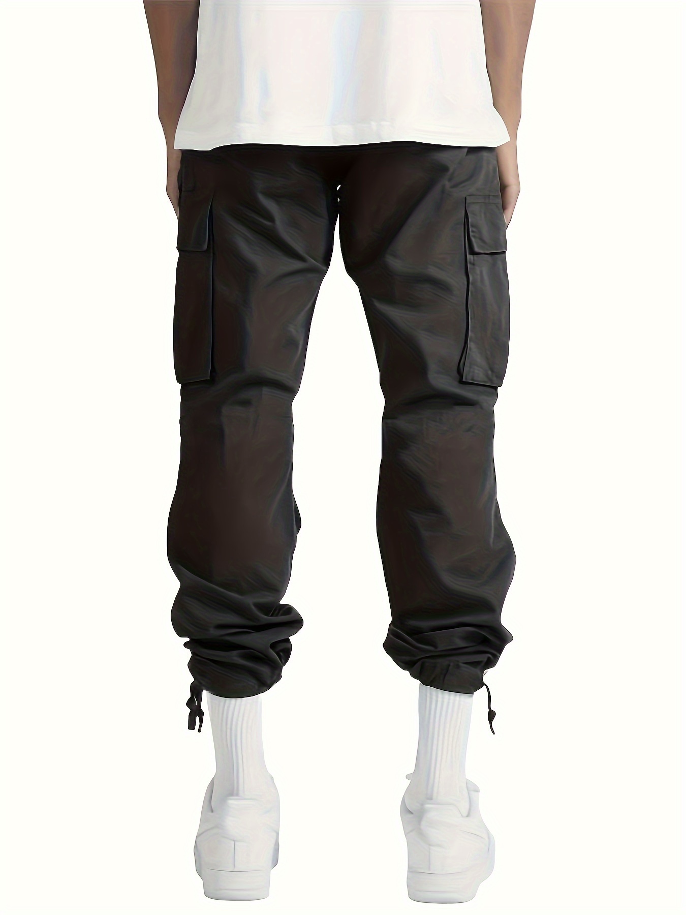 pantalon cargo décontracté pour homme, coupe regular, couleur unie, polyester, non extensible, style workwear, détails de poches, tissu tissé durable. pantalon cargo décontracté pour homme, coupe regular, couleur unie, polyester, non extensible, style workwear, détails de poches, tissu tissé durable.