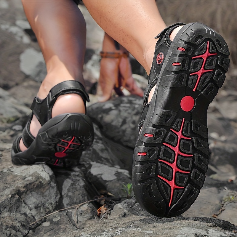 clohoo sandales sportives décontractées pour homme en cuir pleine fleur, semelle en caoutchouc, dessus souple, confortables et respirantes clohoo sandales sportives décontractées pour homme en cuir pleine fleur, semelle en caoutchouc, dessus souple, confortables et respirantes