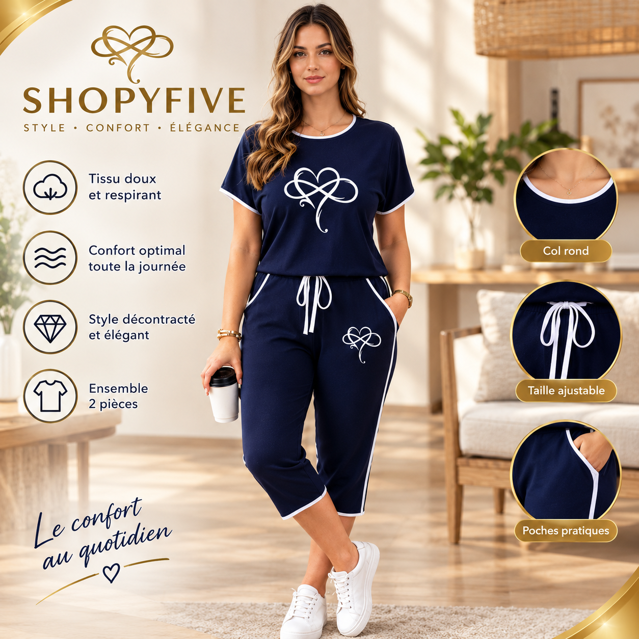 ensemble détente grande taille — imprimé cœur ensemble détente grande taille — imprimé cœur