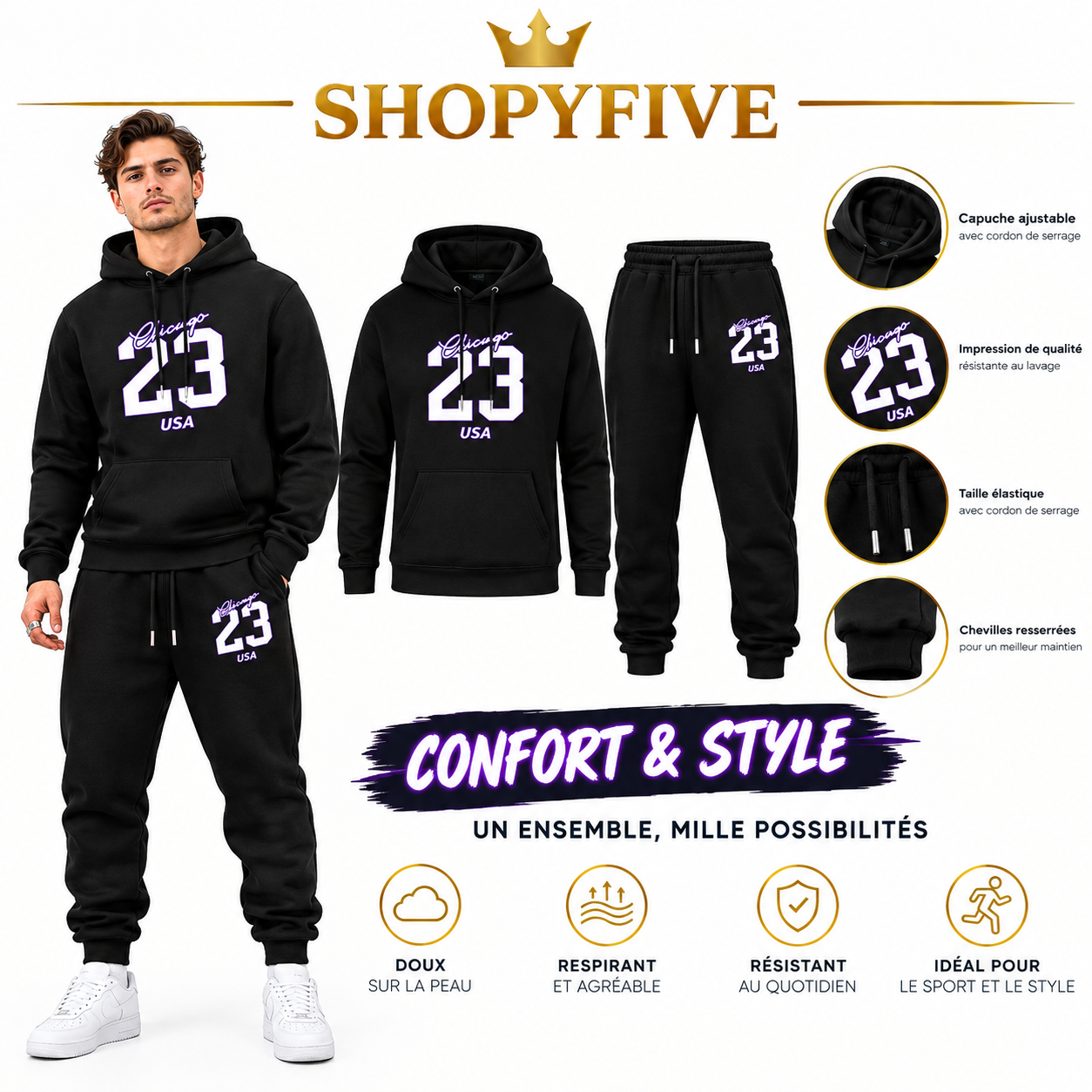 ensemble sportif homme n°23 — hoodie + jogging ensemble sportif homme n°23 — hoodie + jogging