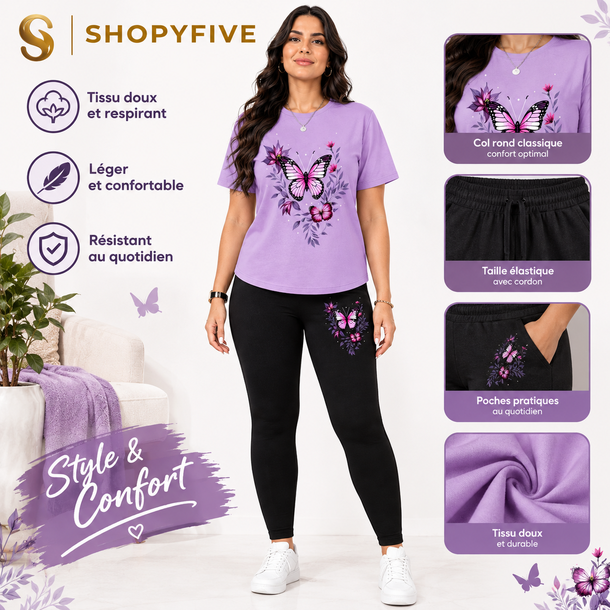 t shirt femme imprimé papillon — style fleuri t shirt femme imprimé papillon — style fleuri