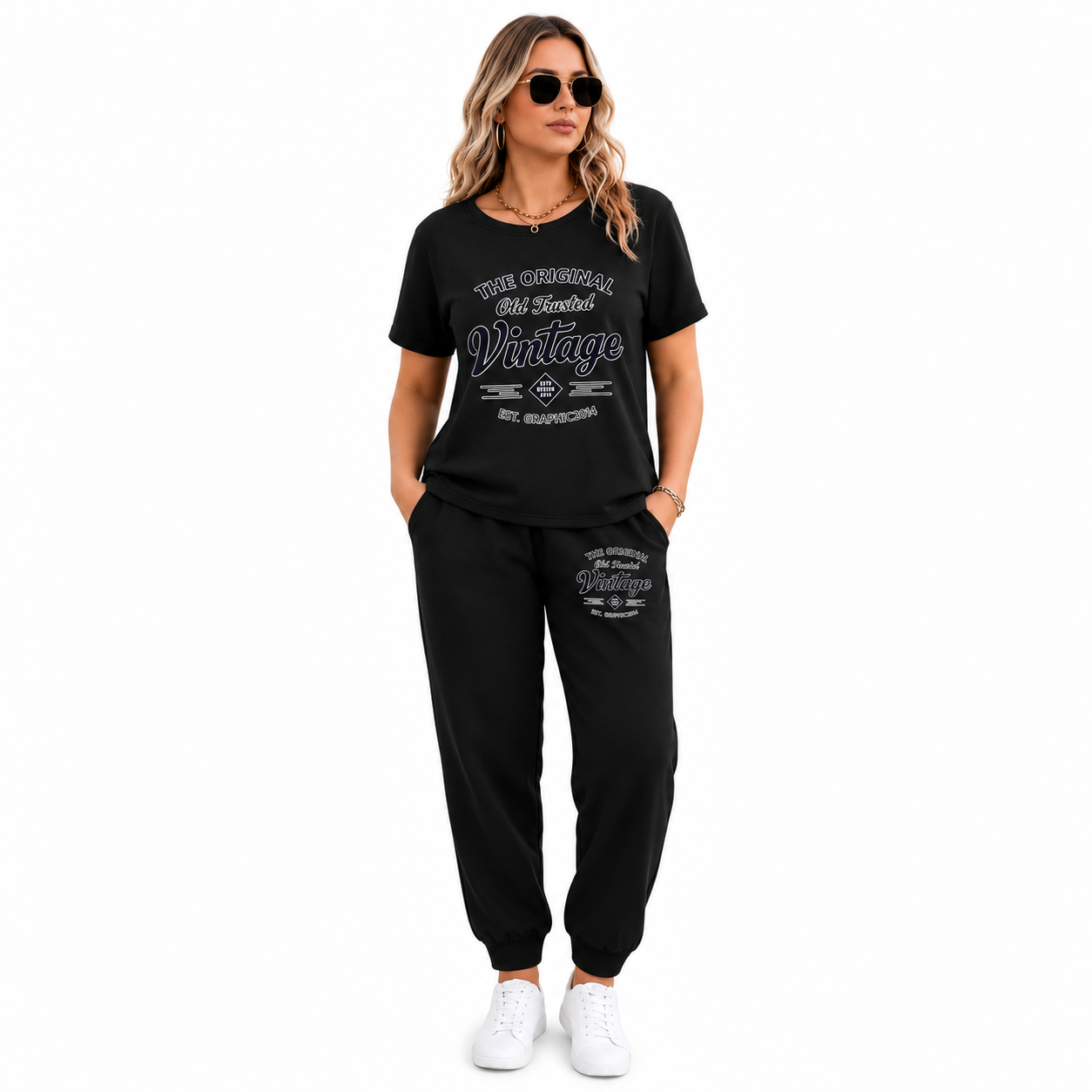 ensemble vintage streetwear — jogging & t shirt graphique ensemble vintage streetwear — jogging & t shirt graphique