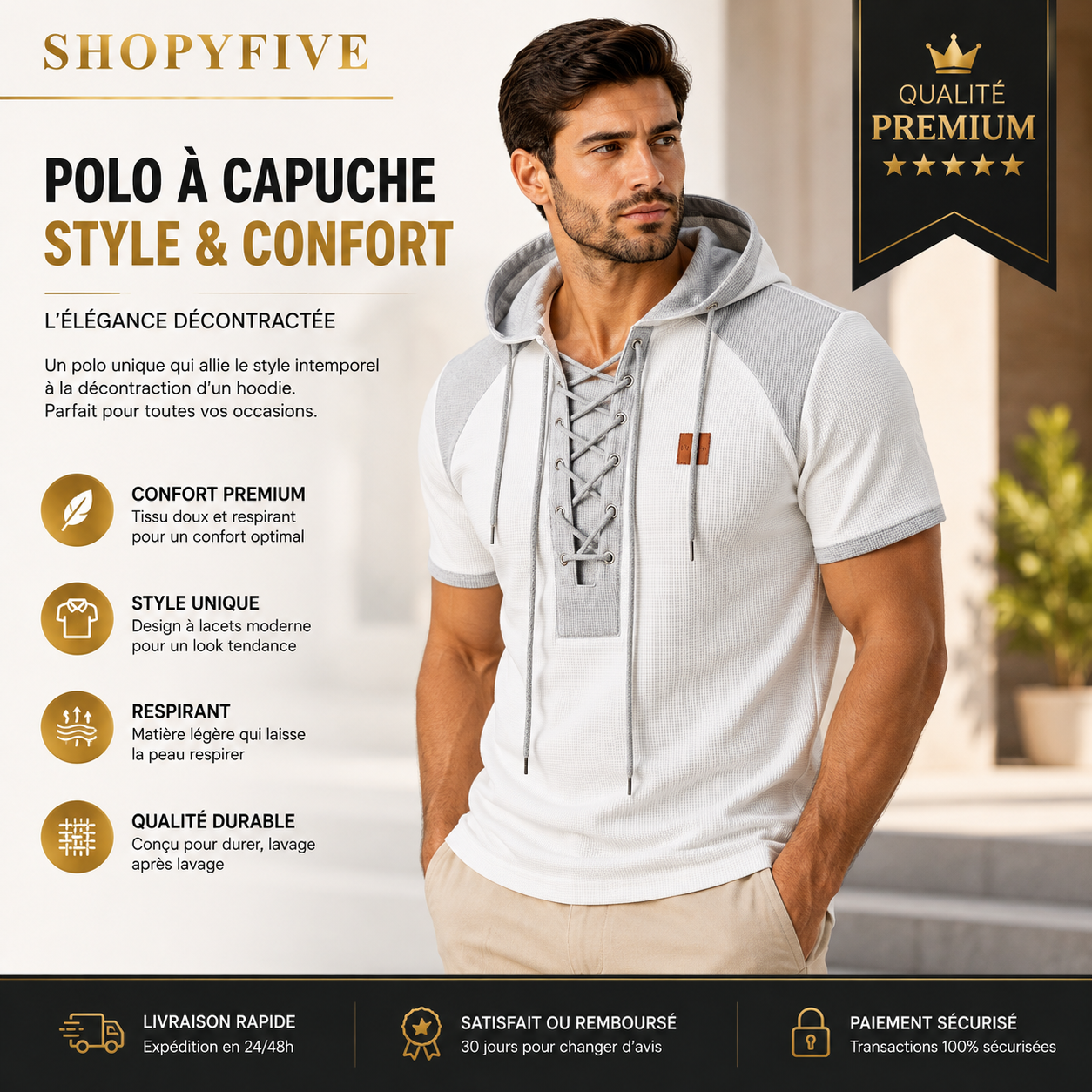 t shirt à capuche waffle homme — style urbain t shirt à capuche waffle homme — style urbain