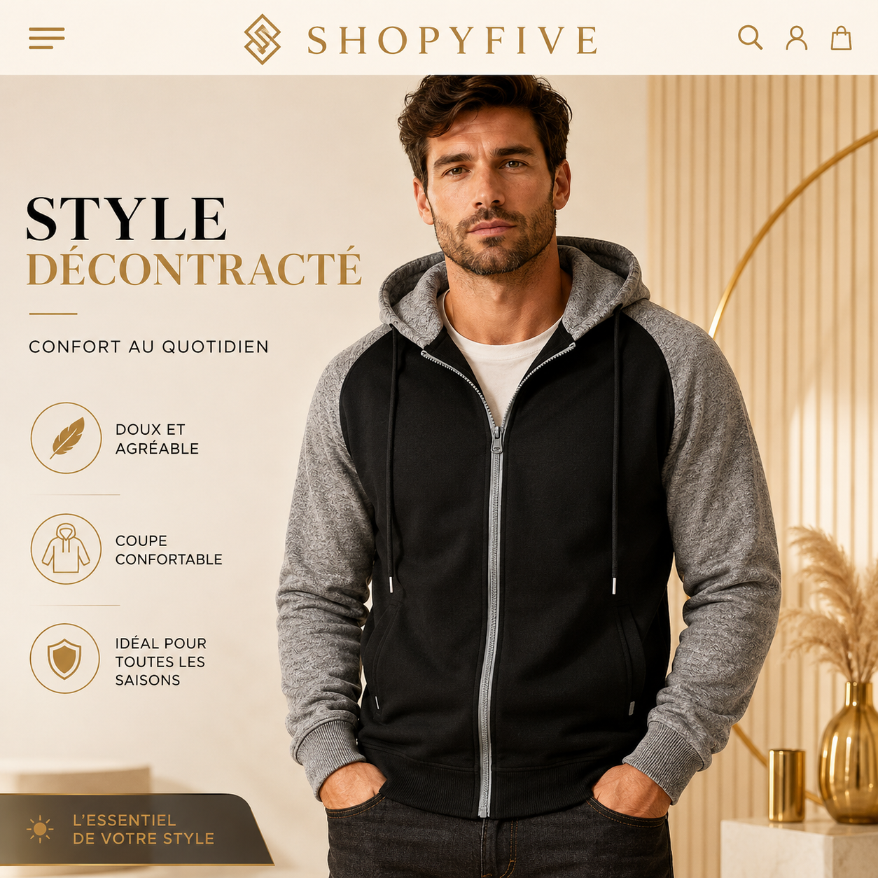 sweat à capuche homme — raglan zippé & confortable sweat à capuche homme — raglan zippé & confortable