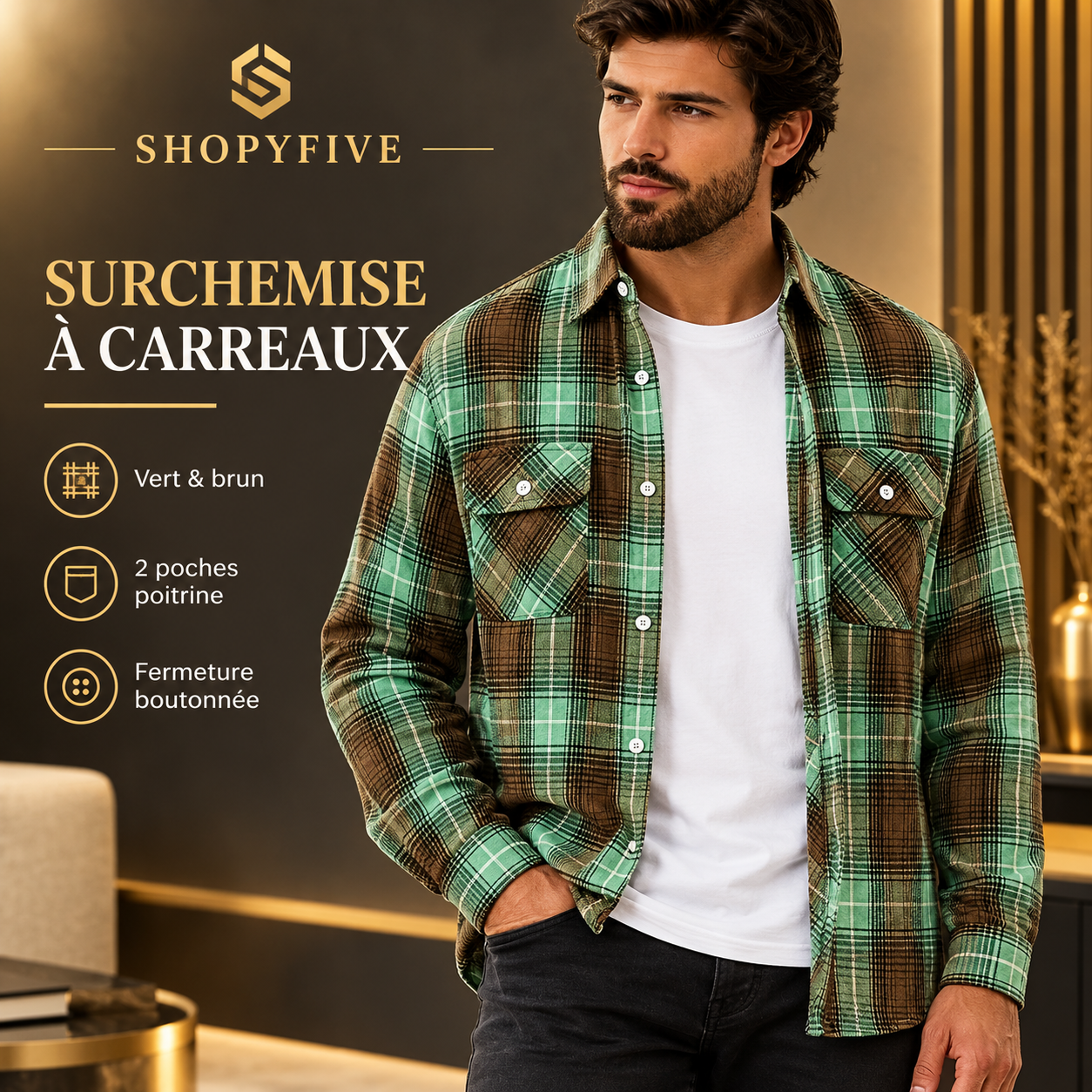 chemise à carreaux homme — vintage & décontractée chemise à carreaux homme — vintage & décontractée