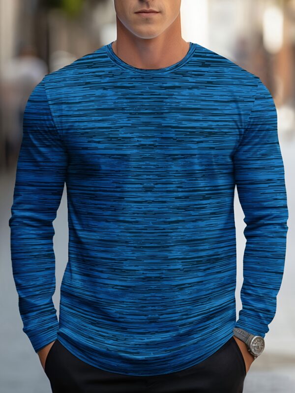 t shirt d'été fin à manches longues pour hommes, séchage rapide, imprimé rayé décontracté, sport, course à pied, fitness, entraîneur, même style recommandé, haute élasticité, séchage rapide, non collant, anti rides, coupe ajustée, résistant à l'usure, facile à nettoyer, idéal pour les passionnés de plein air