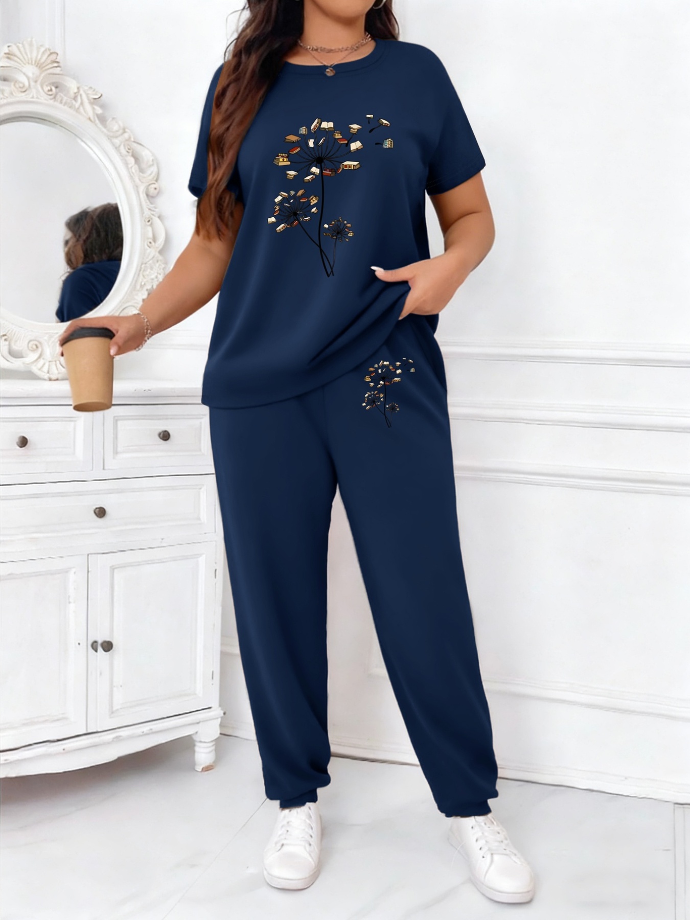 grande taille grande taille ensemble deux pièces femme comprenant un t shirt décontracté à col rond, ample et confortable à manches courtes et un pantalon à cordon de serrage à taille Élastique avec poches, parfait pour un usage quotidien, modèle pd 961 grande taille grande taille ensemble deux pièces femme comprenant un t shirt décontracté à col rond, ample et confortable à manches courtes et un pantalon à cordon de serrage à taille Élastique avec poches, parfait pour un usage quotidien, modèle pd 961