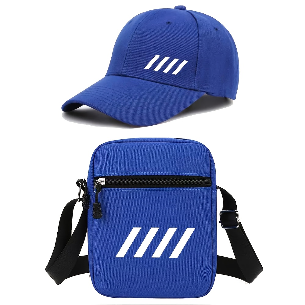 1 casquette de baseball, 2pcs casquette de baseball tendance avec imprimé de lettres et sac à bandoulière, chapeau de soleil unisexe réglable 1 casquette de baseball, 2pcs casquette de baseball tendance avec imprimé de lettres et sac à bandoulière, chapeau de soleil unisexe réglable