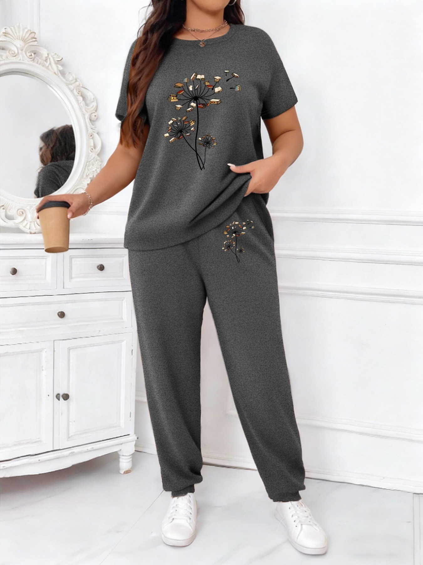 grande taille grande taille ensemble deux pièces femme comprenant un t shirt décontracté à col rond, ample et confortable à manches courtes et un pantalon à cordon de serrage à taille Élastique avec poches, parfait pour un usage quotidien, modèle pd 961 grande taille grande taille ensemble deux pièces femme comprenant un t shirt décontracté à col rond, ample et confortable à manches courtes et un pantalon à cordon de serrage à taille Élastique avec poches, parfait pour un usage quotidien, modèle pd 961