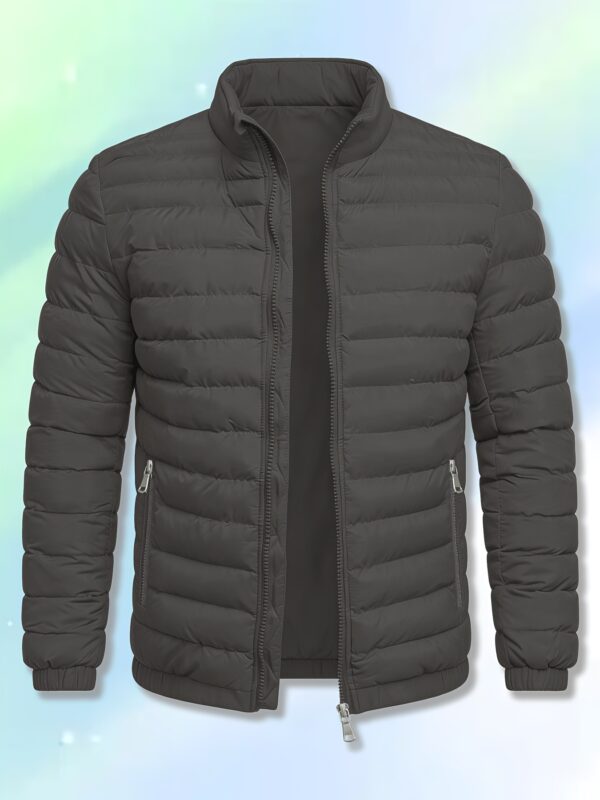 veste légère chaude pour hommes européens et américains veste coupe vent zippée à col montant pour hommes, conception de poche zippée adaptée aux activités de plein air, vêtement d'extérieur pour hommes de style mature quotidien (comprenant uniquement 1 veste)