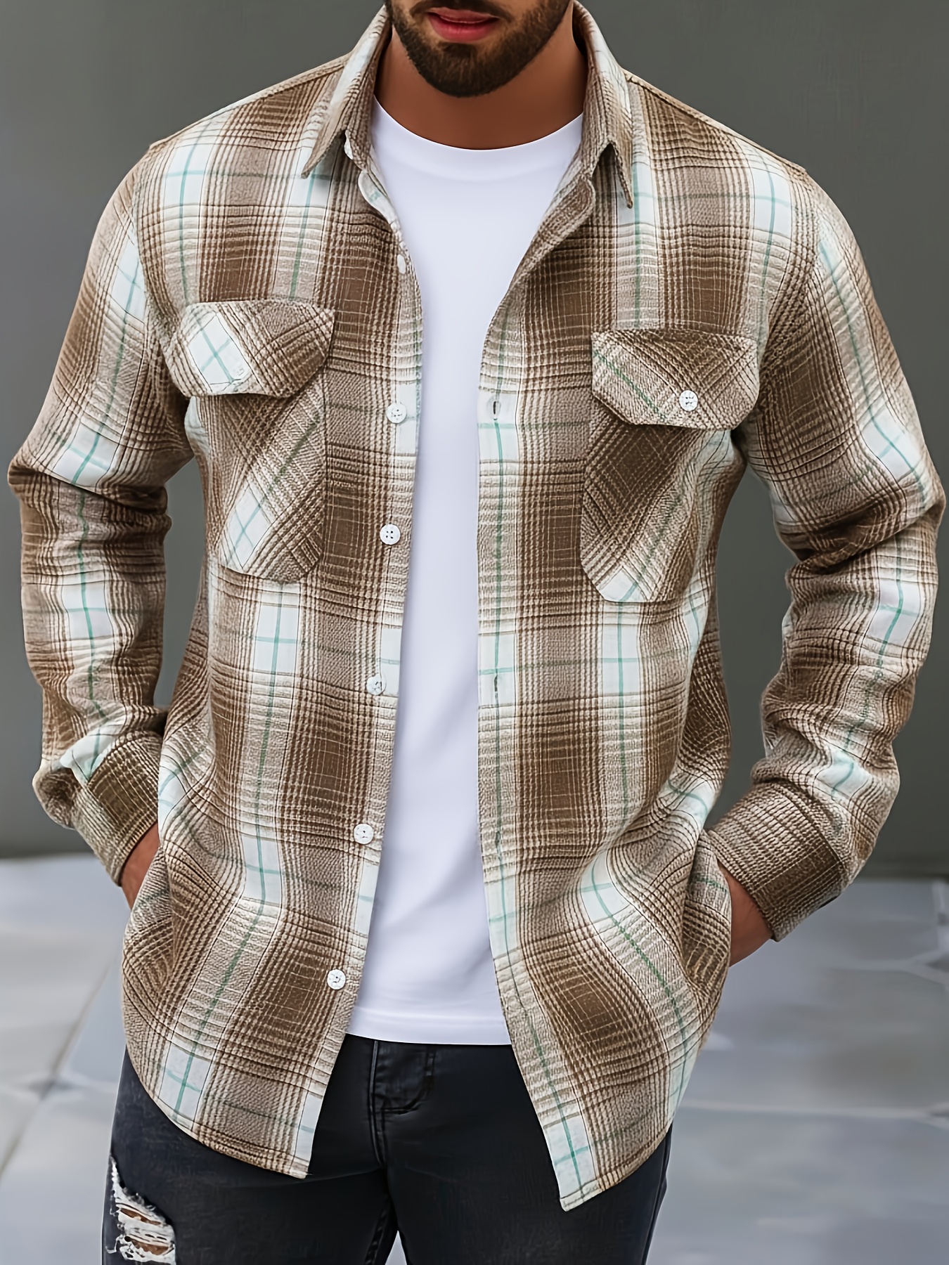 chemise vintage à carreaux verts et marron pour homme, style décontracté à poches doubles pour printemps/automne, haut polyvalent, design rétro à carreaux, coupe détendue, lavage à la main, tissu non Élastique, chemise homme, coupe régulière, pour passionnés de vêtements de travail, tenue décontractée, taille chinoise, veuillez consulter attentivement le guide des tailles chemise vintage à carreaux verts et marron pour homme, style décontracté à poches doubles pour printemps/automne, haut polyvalent, design rétro à carreaux, coupe détendue, lavage à la main, tissu non Élastique, chemise homme, coupe régulière, pour passionnés de vêtements de travail, tenue décontractée, taille chinoise, veuillez consulter attentivement le guide des tailles