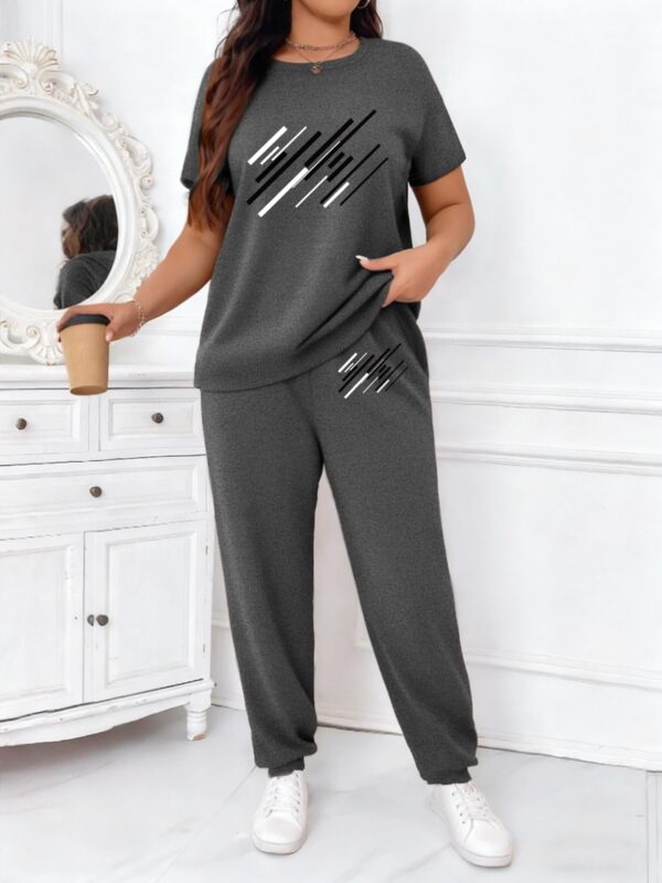 ensemble de détente 2 pièces y pour femme grande taille t shirt doux à élasticité moyenne et jogging avec cordons de serrage et poches, imprimé graphique, style décontracté idéal pour le printemps et l'été