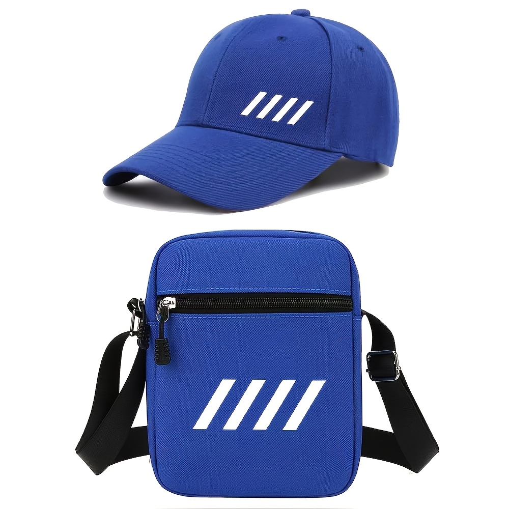 1 casquette de baseball, 2pcs casquette de baseball tendance avec imprimé de lettres et sac à bandoulière, chapeau de soleil unisexe réglable 1 casquette de baseball, 2pcs casquette de baseball tendance avec imprimé de lettres et sac à bandoulière, chapeau de soleil unisexe réglable