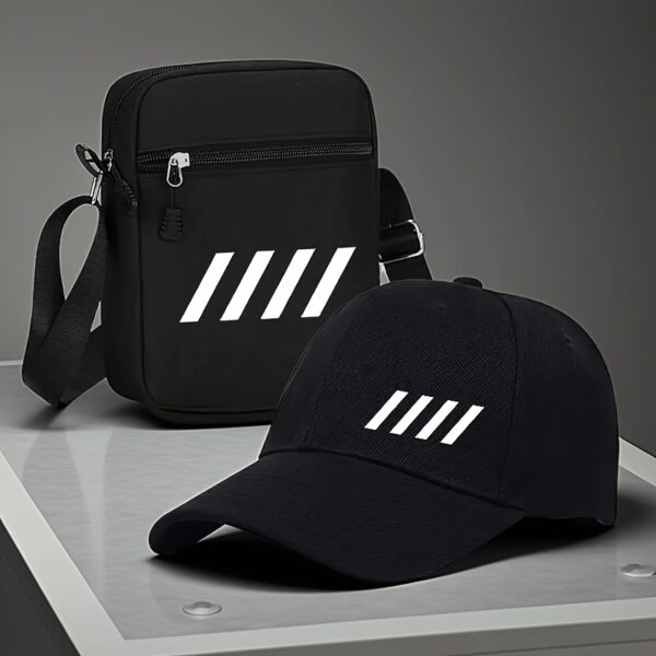 1 casquette de baseball, 2pcs casquette de baseball tendance avec imprimé de lettres et sac à bandoulière, chapeau de soleil unisexe réglable