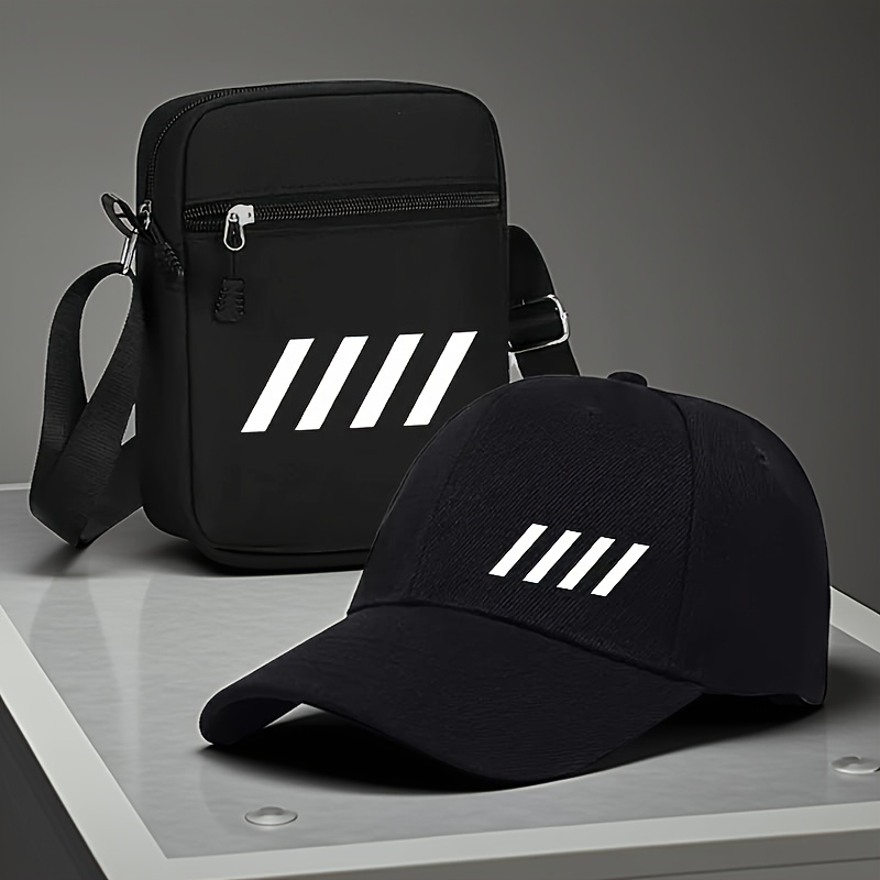 1 casquette de baseball, 2pcs casquette de baseball tendance avec imprimé de lettres et sac à bandoulière, chapeau de soleil unisexe réglable 1 casquette de baseball, 2pcs casquette de baseball tendance avec imprimé de lettres et sac à bandoulière, chapeau de soleil unisexe réglable