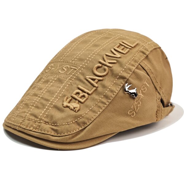 casquette plate rétro britannique vintage pour homme polyester léger non extensible, noir uni avec cheval brodé et texte "blackwell", chapeau de journalier décontracté pour tenue décontractée, cadeau de noël, chapeau vintage, accessoire de vacances, design classique, détail brodé, chapeau élégant, passionnés de mode
