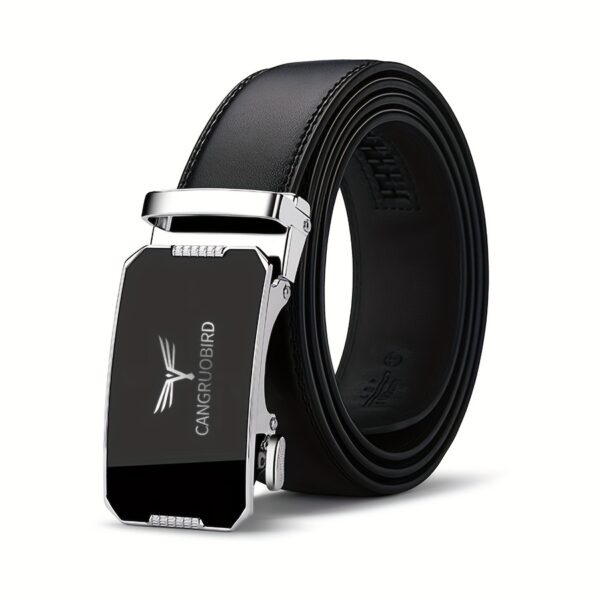 1 ceinture pour homme à boucle automatique réglable ceinture noire élégante, boucle en alliage, style affûté pour tenue d'affaires et décontractée