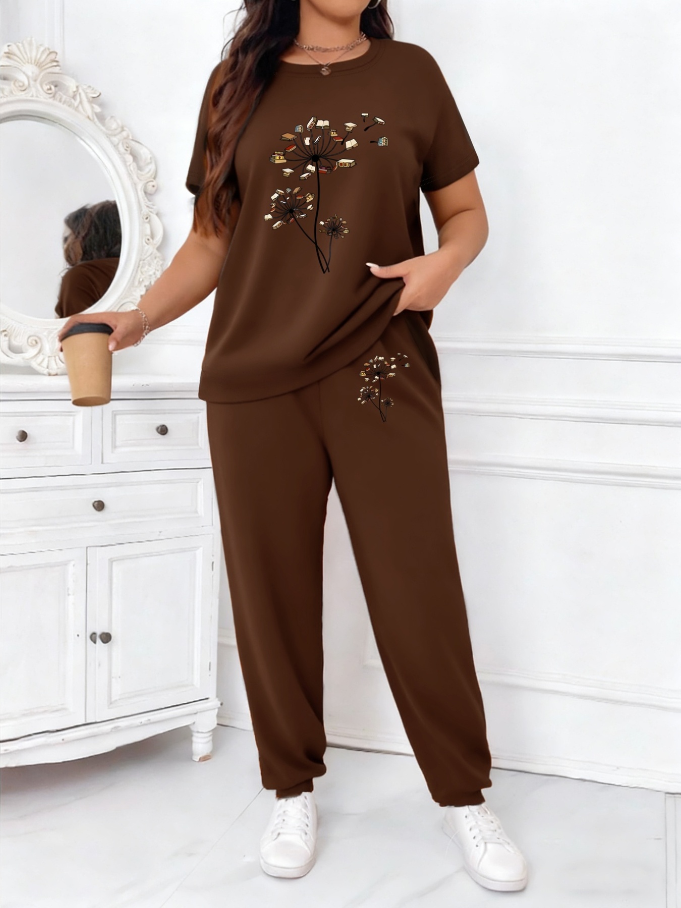 grande taille grande taille ensemble deux pièces femme comprenant un t shirt décontracté à col rond, ample et confortable à manches courtes et un pantalon à cordon de serrage à taille Élastique avec poches, parfait pour un usage quotidien, modèle pd 961 grande taille grande taille ensemble deux pièces femme comprenant un t shirt décontracté à col rond, ample et confortable à manches courtes et un pantalon à cordon de serrage à taille Élastique avec poches, parfait pour un usage quotidien, modèle pd 961