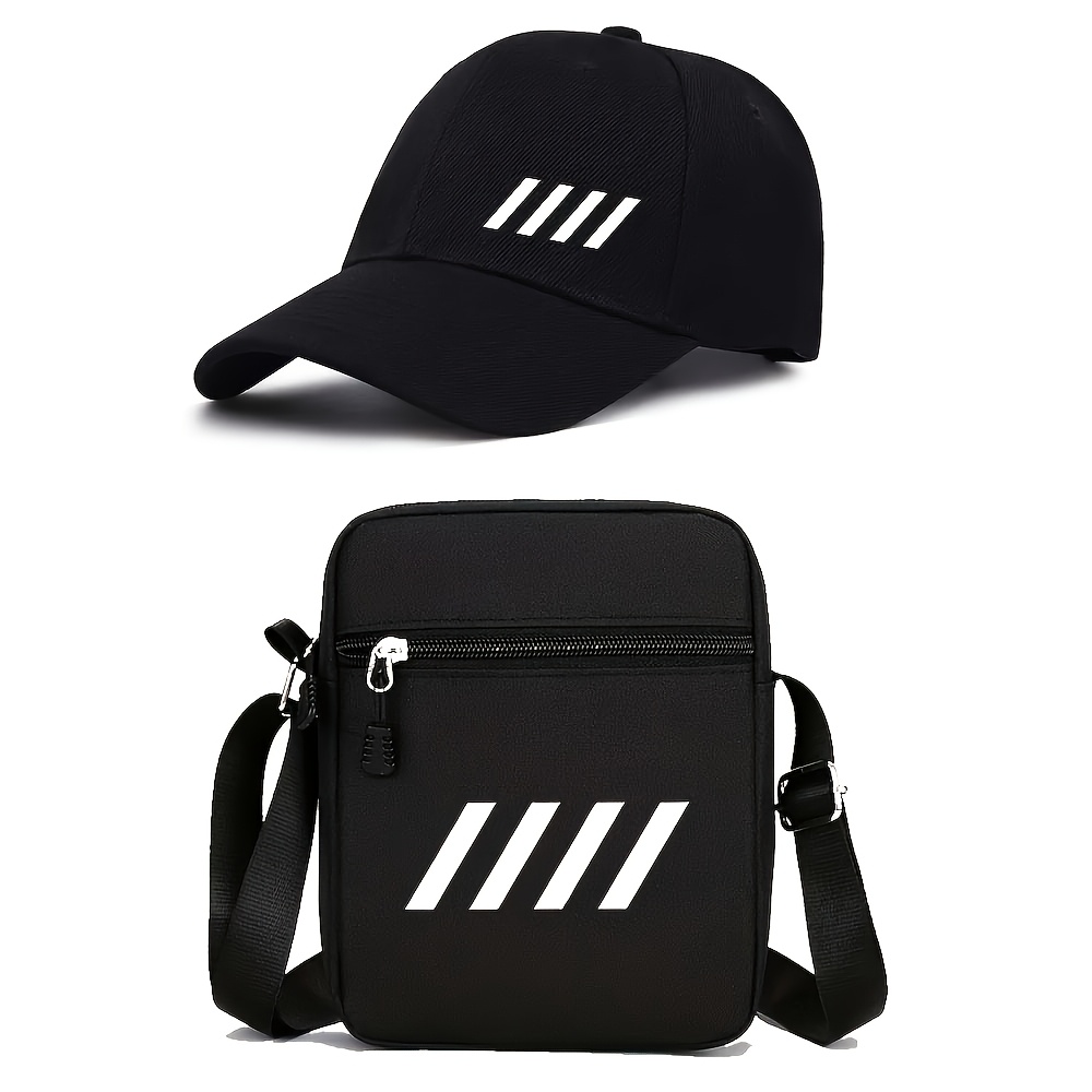 1 casquette de baseball, 2pcs casquette de baseball tendance avec imprimé de lettres et sac à bandoulière, chapeau de soleil unisexe réglable 1 casquette de baseball, 2pcs casquette de baseball tendance avec imprimé de lettres et sac à bandoulière, chapeau de soleil unisexe réglable