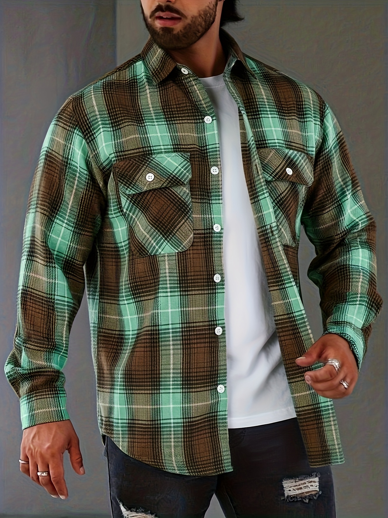 chemise vintage à carreaux verts et marron pour homme, style décontracté à poches doubles pour printemps/automne, haut polyvalent, design rétro à carreaux, coupe détendue, lavage à la main, tissu non Élastique, chemise homme, coupe régulière, pour passionnés de vêtements de travail, tenue décontractée, taille chinoise, veuillez consulter attentivement le guide des tailles chemise vintage à carreaux verts et marron pour homme, style décontracté à poches doubles pour printemps/automne, haut polyvalent, design rétro à carreaux, coupe détendue, lavage à la main, tissu non Élastique, chemise homme, coupe régulière, pour passionnés de vêtements de travail, tenue décontractée, taille chinoise, veuillez consulter attentivement le guide des tailles