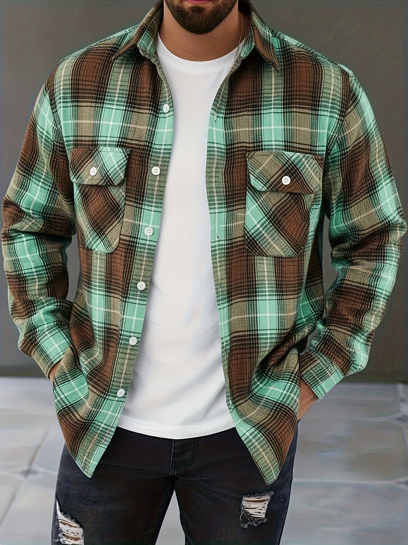 chemise vintage à carreaux verts et marron pour homme, style décontracté à poches doubles pour printemps/automne, haut polyvalent, design rétro à carreaux, coupe détendue, lavage à la main, tissu non Élastique, chemise homme, coupe régulière, pour passionnés de vêtements de travail, tenue décontractée, taille chinoise, veuillez consulter attentivement le guide des tailles chemise vintage à carreaux verts et marron pour homme, style décontracté à poches doubles pour printemps/automne, haut polyvalent, design rétro à carreaux, coupe détendue, lavage à la main, tissu non Élastique, chemise homme, coupe régulière, pour passionnés de vêtements de travail, tenue décontractée, taille chinoise, veuillez consulter attentivement le guide des tailles