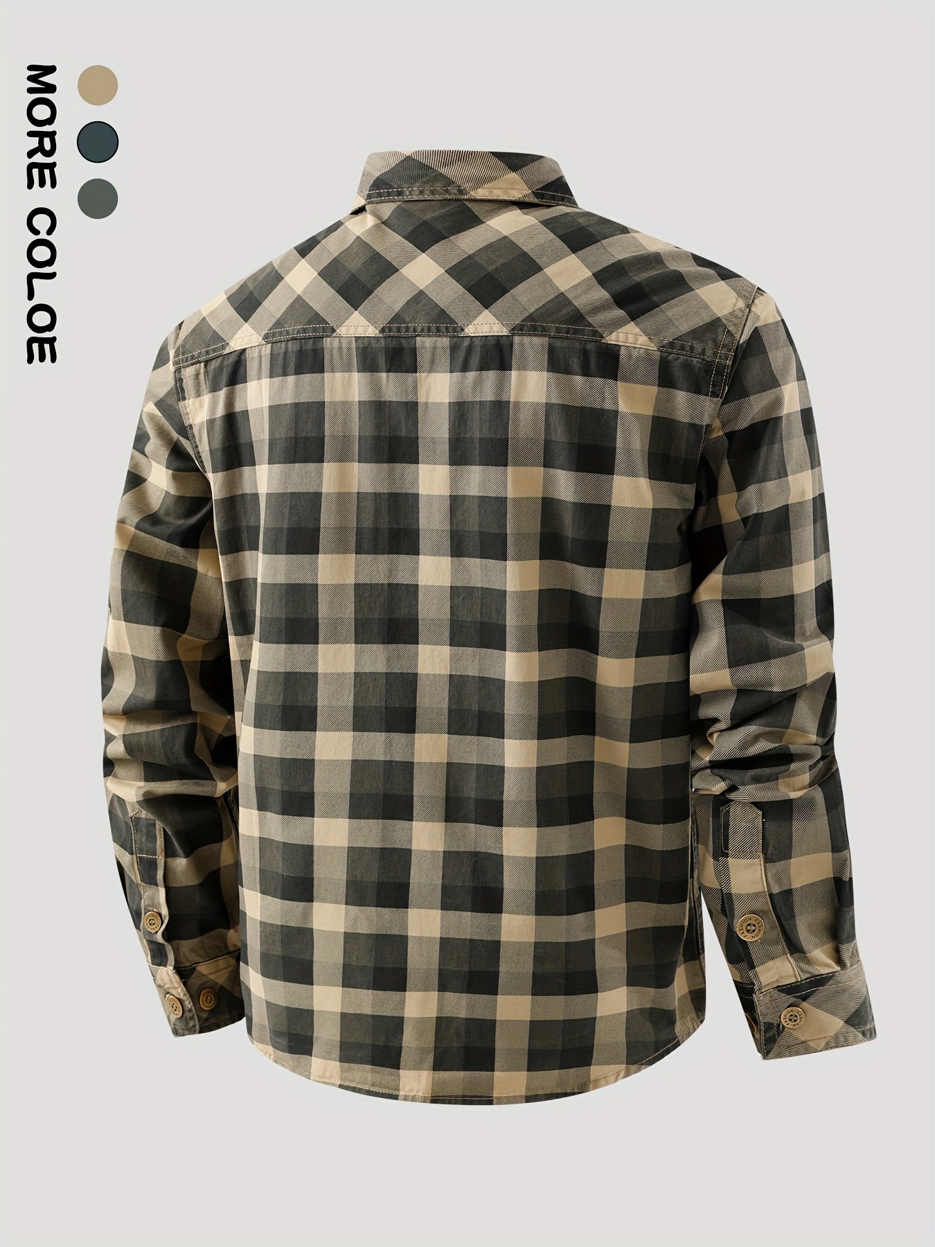 nouvelle chemise à carreaux à manches longues pour homme, printemps/automne, pour tenue décontractée quotidienne, chemise de travail avec grandes poches nouvelle chemise à carreaux à manches longues pour homme, printemps/automne, pour tenue décontractée quotidienne, chemise de travail avec grandes poches