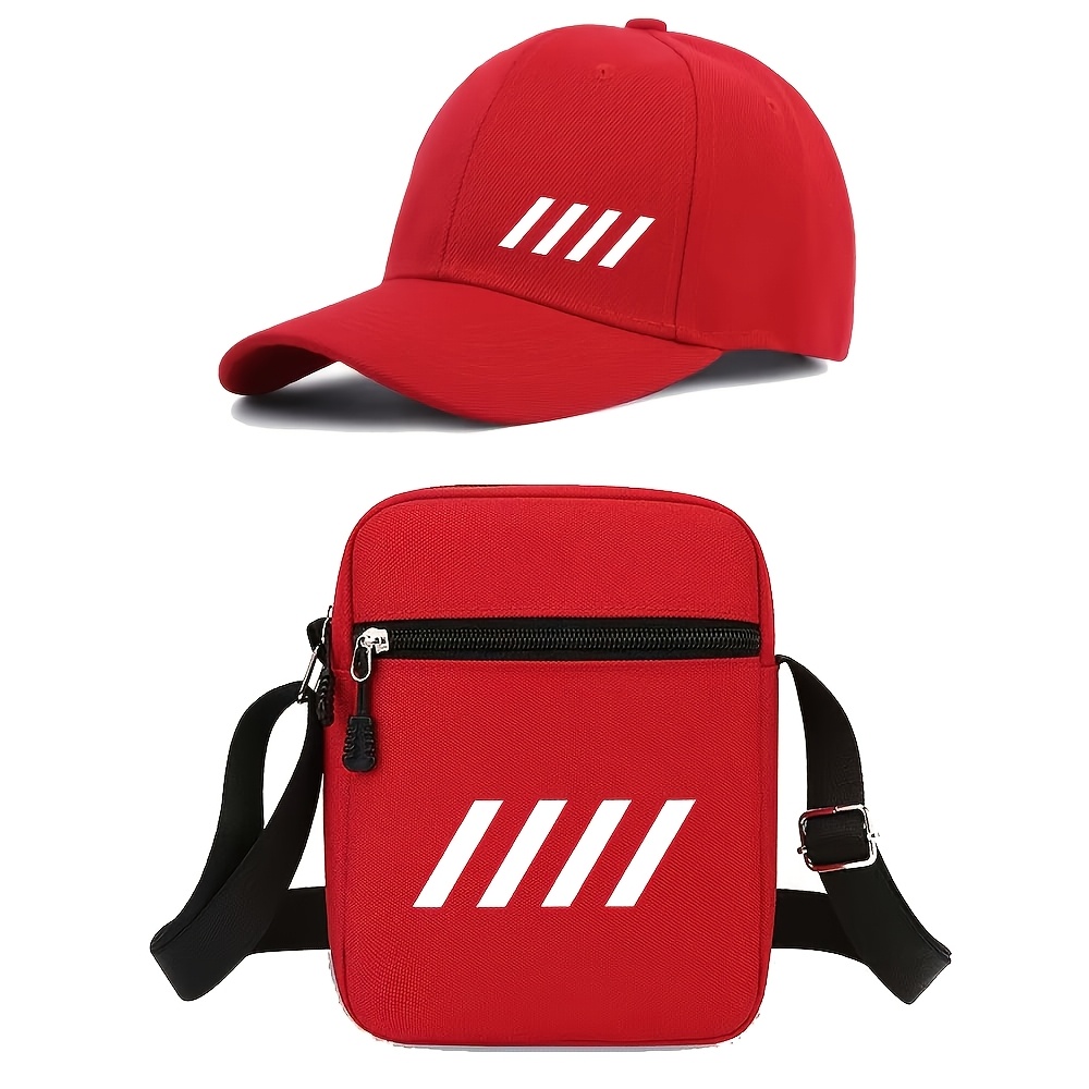1 casquette de baseball, 2pcs casquette de baseball tendance avec imprimé de lettres et sac à bandoulière, chapeau de soleil unisexe réglable 1 casquette de baseball, 2pcs casquette de baseball tendance avec imprimé de lettres et sac à bandoulière, chapeau de soleil unisexe réglable