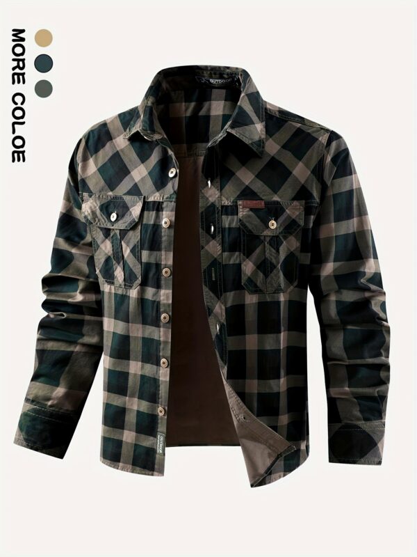 nouvelle chemise à carreaux à manches longues pour homme, printemps/automne, pour tenue décontractée quotidienne, chemise de travail avec grandes poches