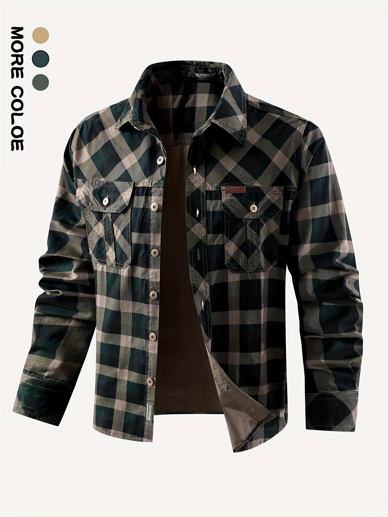 nouvelle chemise à carreaux à manches longues pour homme, printemps/automne, pour tenue décontractée quotidienne, chemise de travail avec grandes poches nouvelle chemise à carreaux à manches longues pour homme, printemps/automne, pour tenue décontractée quotidienne, chemise de travail avec grandes poches