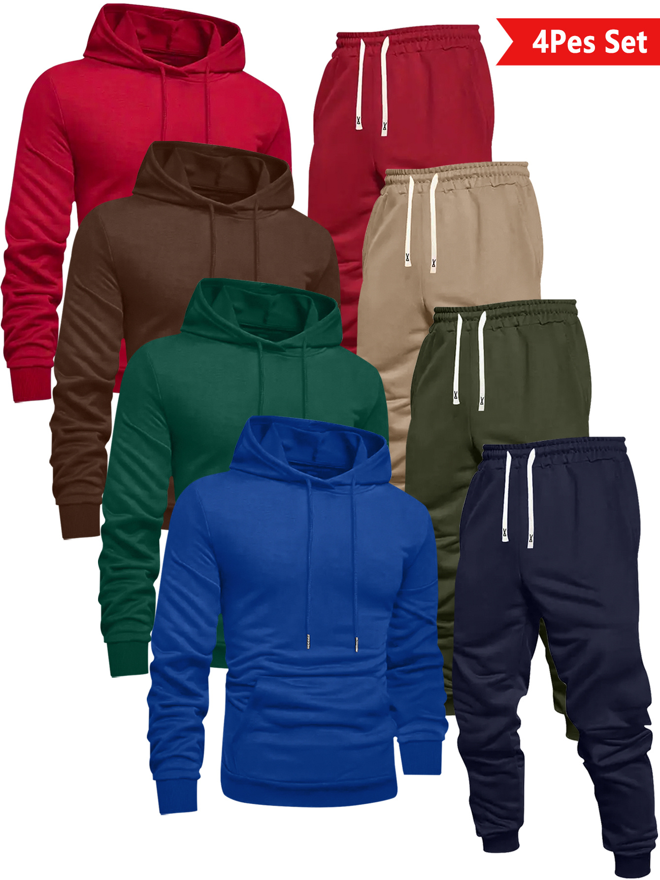 ensemble sportif tendance pour hommes avec sweat à capuche uni et pantalon à cordon de serrage, lavable en machine, pour activités extérieures décontractées ensemble sportif tendance pour hommes avec sweat à capuche uni et pantalon à cordon de serrage, lavable en machine, pour activités extérieures décontractées