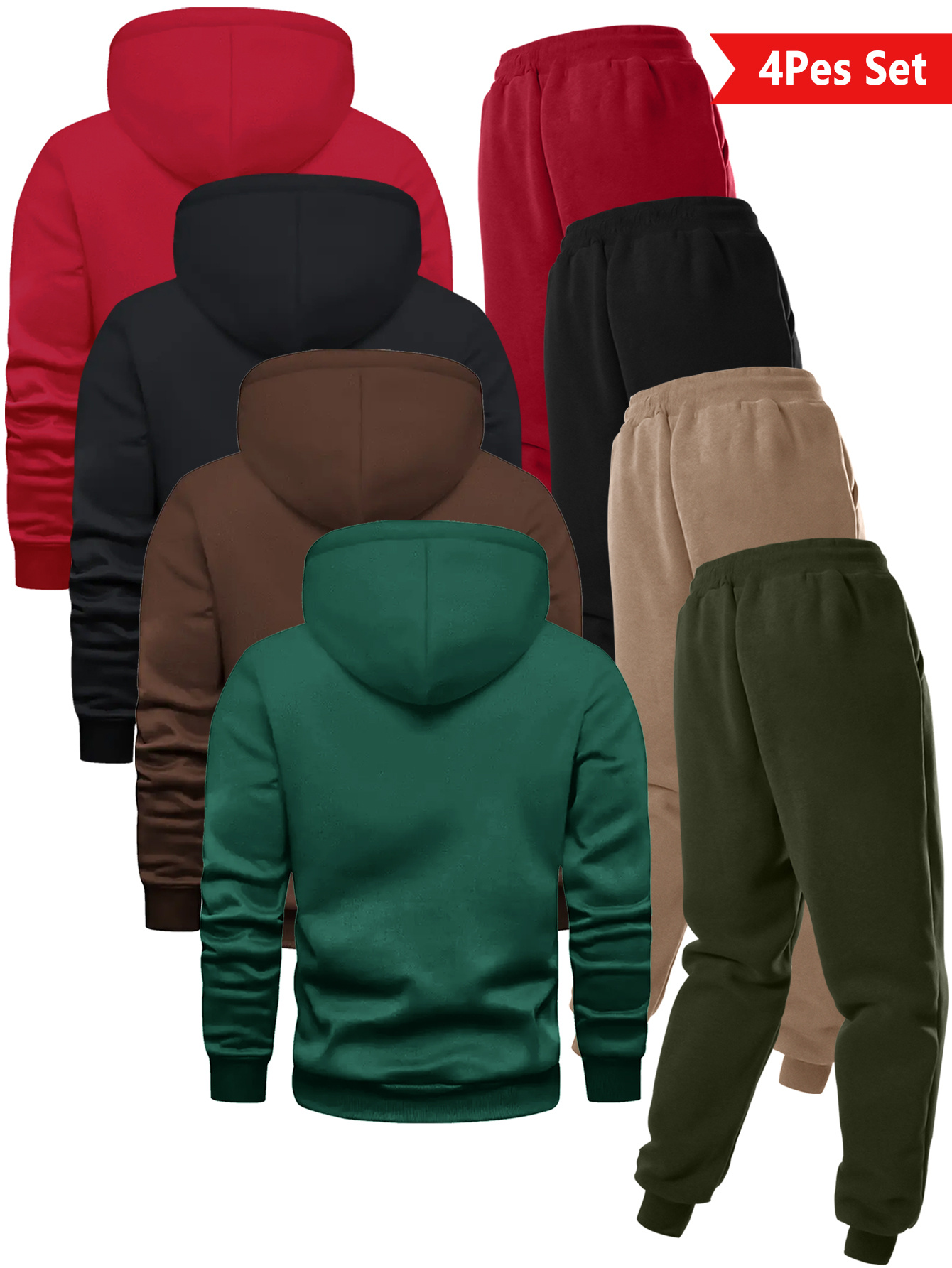 ensemble sportif tendance pour hommes avec sweat à capuche uni et pantalon à cordon de serrage, lavable en machine, pour activités extérieures décontractées ensemble sportif tendance pour hommes avec sweat à capuche uni et pantalon à cordon de serrage, lavable en machine, pour activités extérieures décontractées