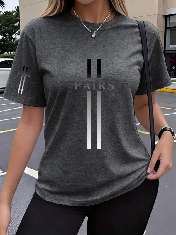 t shirt 1 pièce pour femme, style y2k, à manche unique, avec imprimé "paris" à rayures dégradées, vêtement de sport, confortable et respirant pour l'été, à col rond et manches courtes, haut élégant, décontracté, polyvalent pour le quotidien