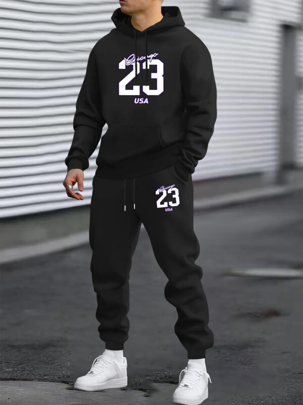 ensemble deux pièces pour homme à capuche et manches longues avec imprimé n° 23, tenue sportive décontractée et tendance