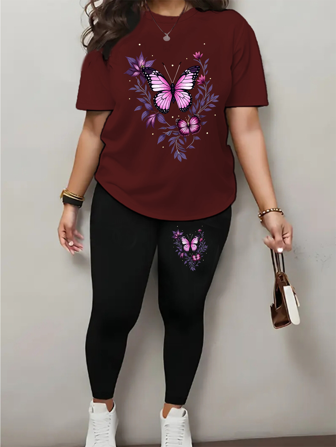 printemps, été, automne et hiver ensemble mode femme à manches courtes avec imprimé papillon rimeur neuf. tenue décontractée saisonnière, design ludique, costume stylisé, vêtements durables, lavable en machine, habillement féminin printemps, été, automne et hiver ensemble mode femme à manches courtes avec imprimé papillon rimeur neuf. tenue décontractée saisonnière, design ludique, costume stylisé, vêtements durables, lavable en machine, habillement féminin