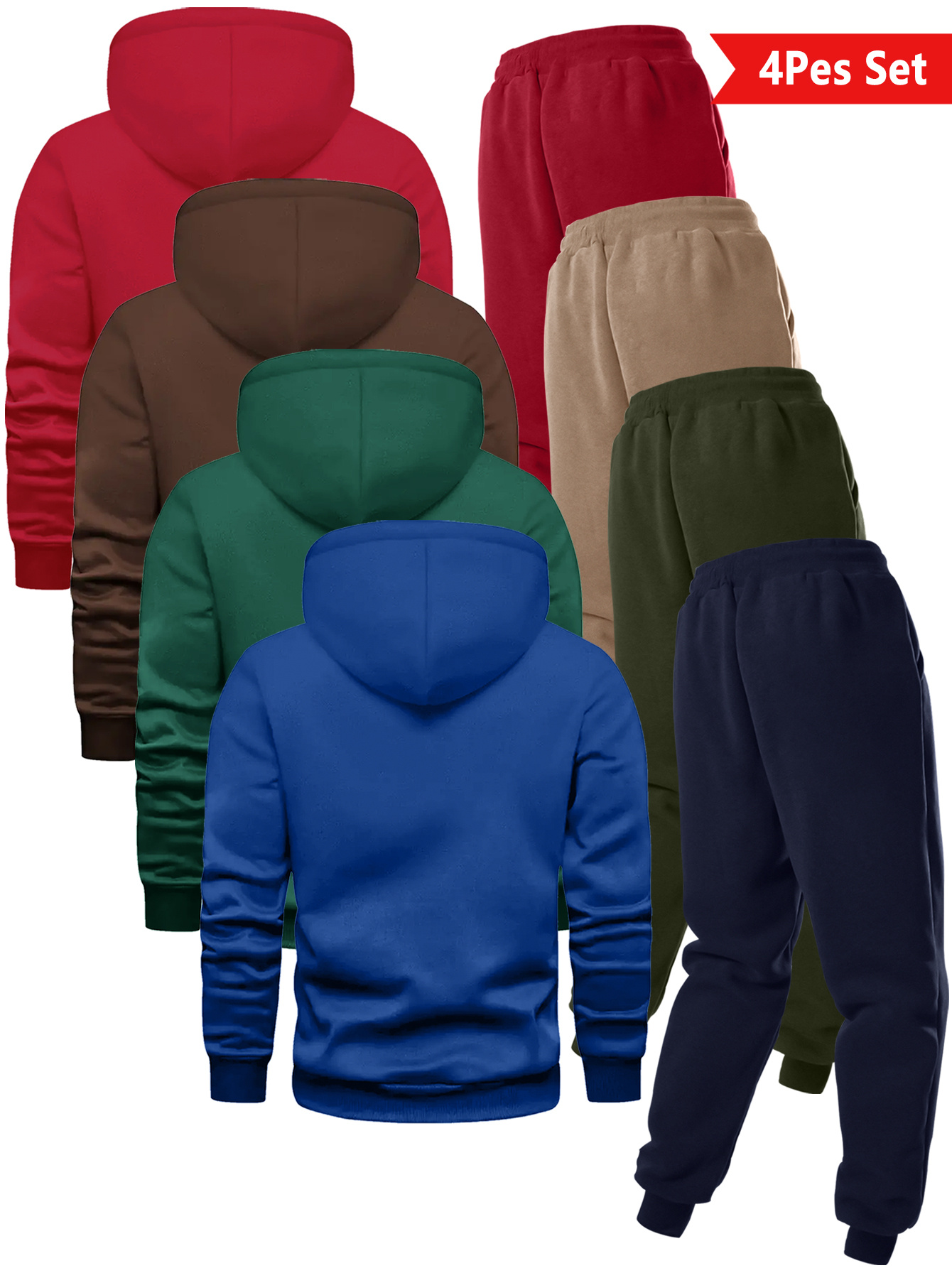 ensemble sportif tendance pour hommes avec sweat à capuche uni et pantalon à cordon de serrage, lavable en machine, pour activités extérieures décontractées ensemble sportif tendance pour hommes avec sweat à capuche uni et pantalon à cordon de serrage, lavable en machine, pour activités extérieures décontractées