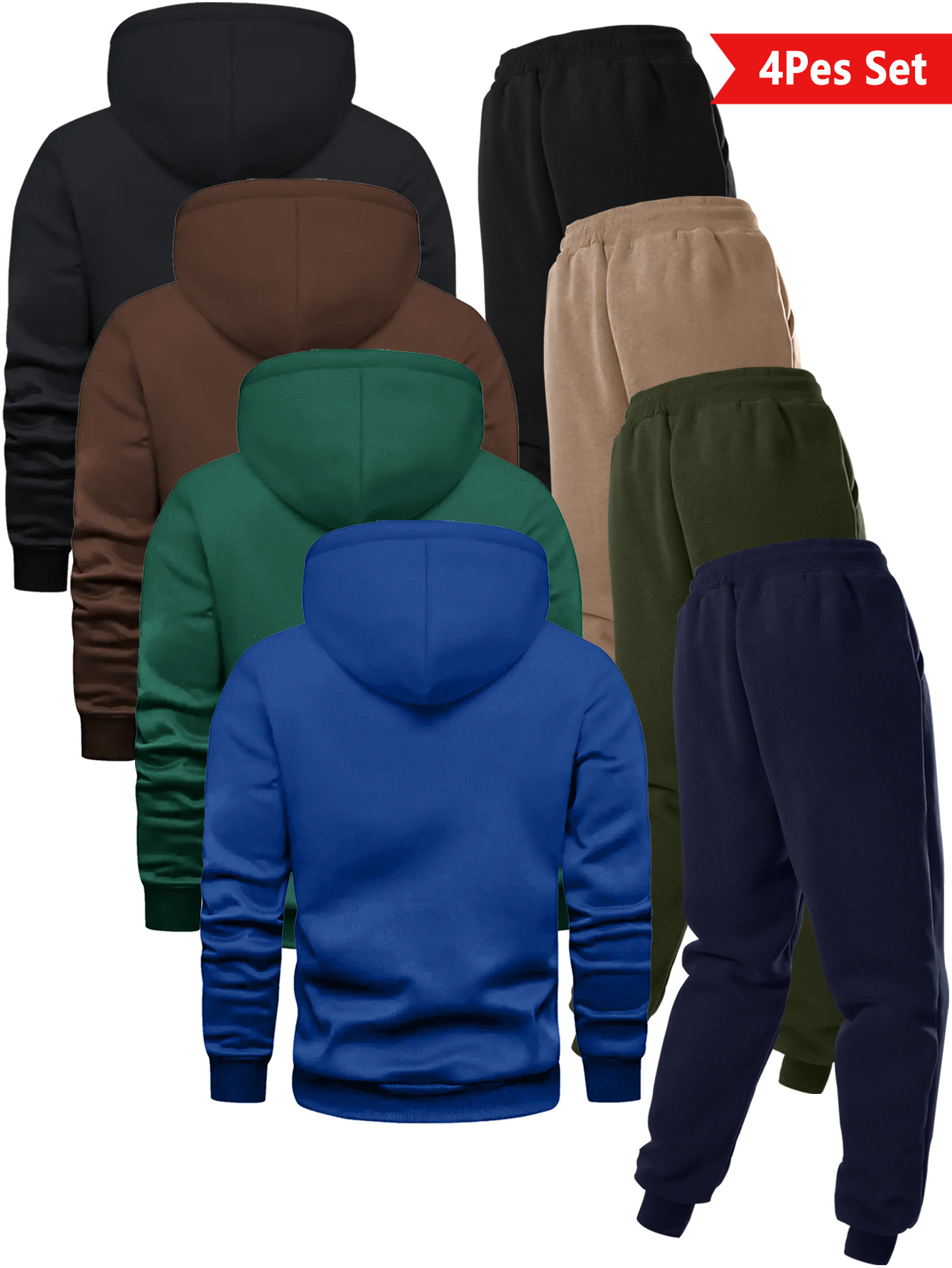 ensemble sportif tendance pour hommes avec sweat à capuche uni et pantalon à cordon de serrage, lavable en machine, pour activités extérieures décontractées ensemble sportif tendance pour hommes avec sweat à capuche uni et pantalon à cordon de serrage, lavable en machine, pour activités extérieures décontractées