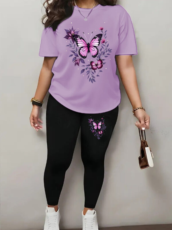 printemps, été, automne et hiver ensemble mode femme à manches courtes avec imprimé papillon rimeur neuf. tenue décontractée saisonnière, design ludique, costume stylisé, vêtements durables, lavable en machine, habillement féminin