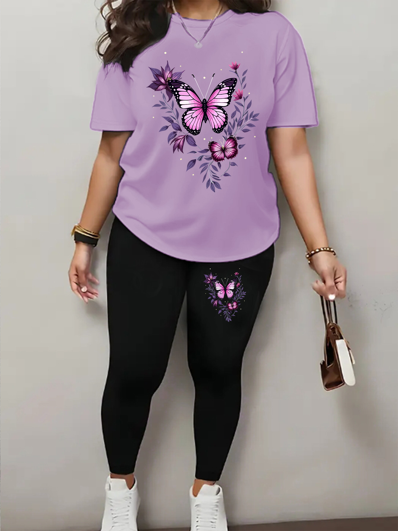 printemps, été, automne et hiver ensemble mode femme à manches courtes avec imprimé papillon rimeur neuf. tenue décontractée saisonnière, design ludique, costume stylisé, vêtements durables, lavable en machine, habillement féminin printemps, été, automne et hiver ensemble mode femme à manches courtes avec imprimé papillon rimeur neuf. tenue décontractée saisonnière, design ludique, costume stylisé, vêtements durables, lavable en machine, habillement féminin