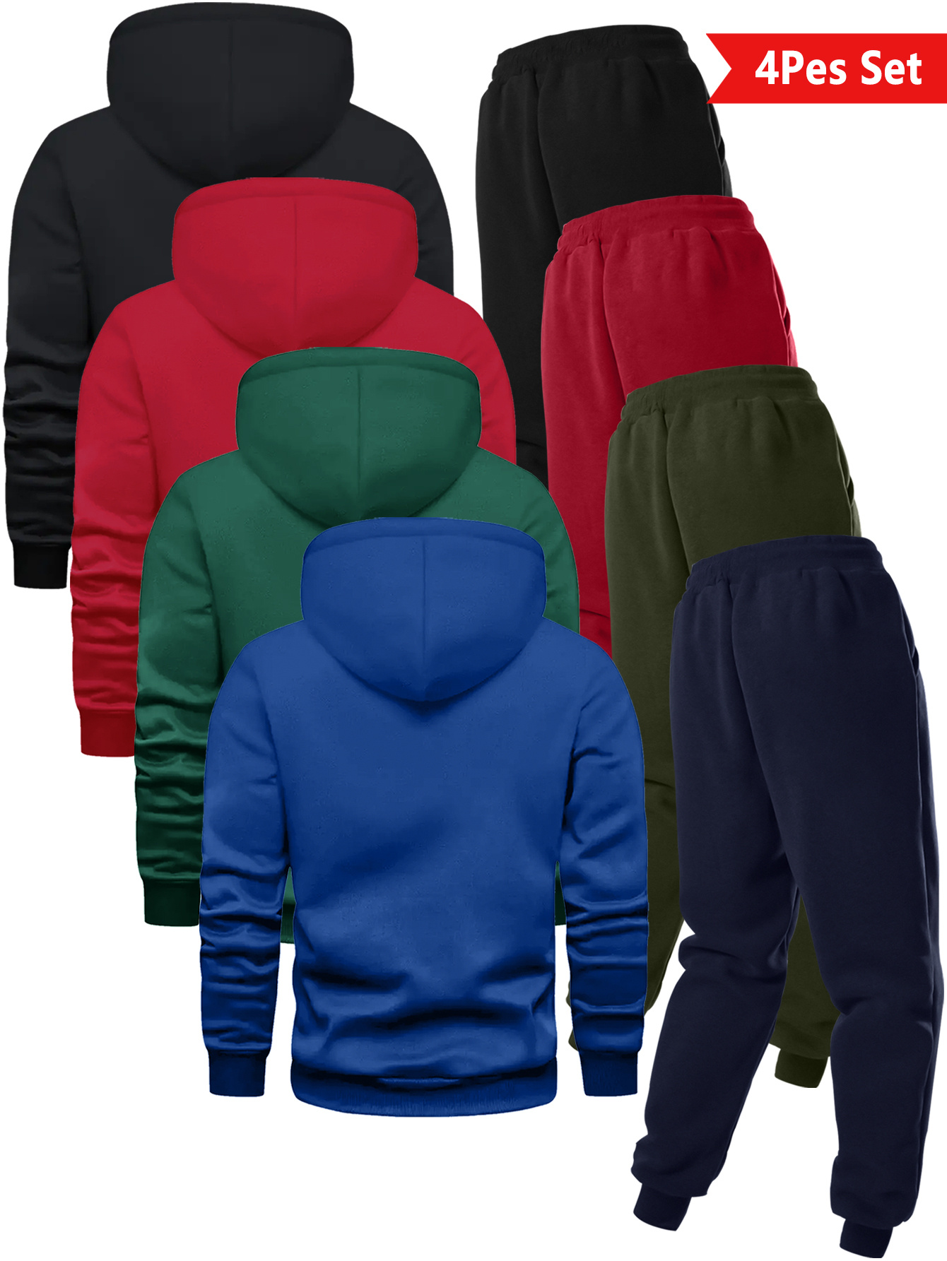 ensemble sportif tendance pour hommes avec sweat à capuche uni et pantalon à cordon de serrage, lavable en machine, pour activités extérieures décontractées ensemble sportif tendance pour hommes avec sweat à capuche uni et pantalon à cordon de serrage, lavable en machine, pour activités extérieures décontractées