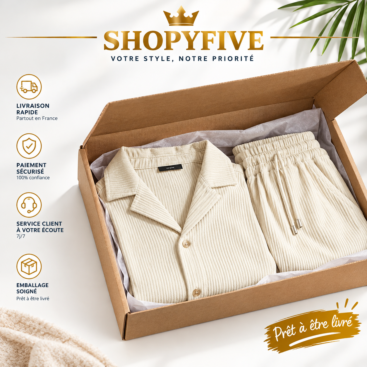 ensemble chemise & short plage homme – velours côtelé ensemble chemise & short plage homme – velours côtelé