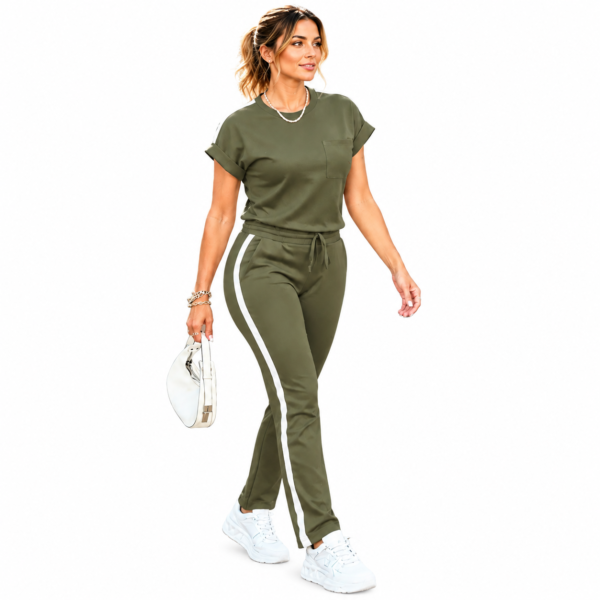 ensemble décontracté femme — t shirt & pantalon rayé