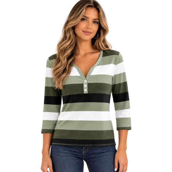 t shirt rayé femme col v