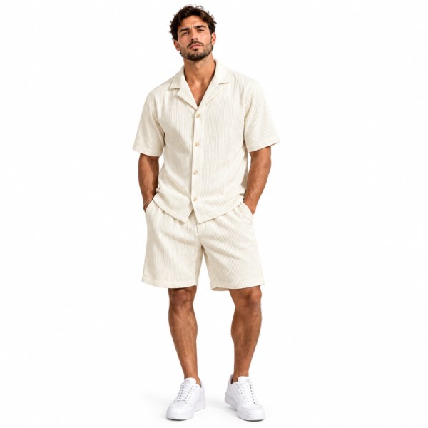 ensemble chemise & short plage homme – velours côtelé