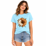 T-shirt Femme Tournesol — Motif Floral & Imprimé Léopard