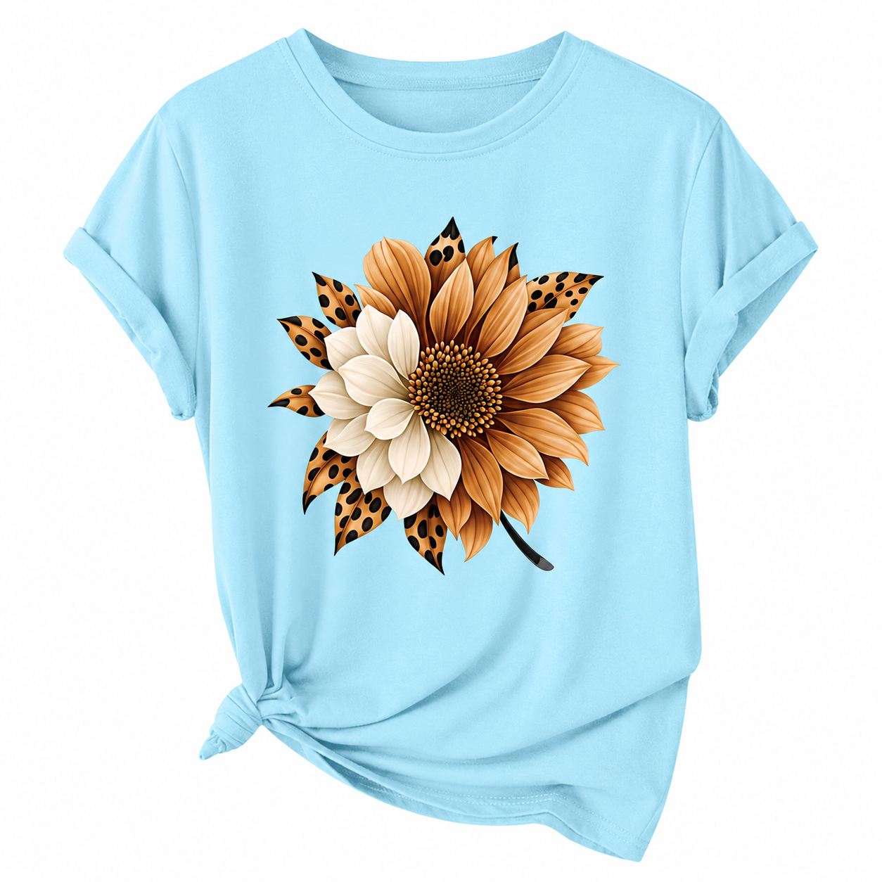 t shirt femme tournesol — motif floral & imprimé léopard t shirt femme tournesol — motif floral & imprimé léopard