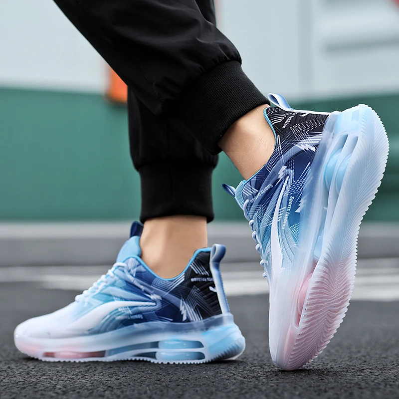 chaussures de basket ball à la mode pour hommes, avec coussin d'air, confortables et antidérapantes, respirantes et absorbant les chocs, adaptées aux activités de plein air pour hommes chaussures de basket ball à la mode pour hommes, avec coussin d'air, confortables et antidérapantes, respirantes et absorbant les chocs, adaptées aux activités de plein air pour hommes