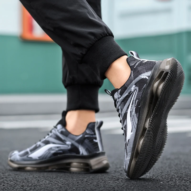 chaussures de basket ball à la mode pour hommes, avec coussin d'air, confortables et antidérapantes, respirantes et absorbant les chocs, adaptées aux activités de plein air pour hommes chaussures de basket ball à la mode pour hommes, avec coussin d'air, confortables et antidérapantes, respirantes et absorbant les chocs, adaptées aux activités de plein air pour hommes