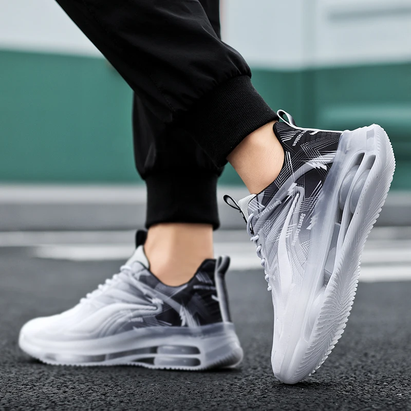 chaussures de basket ball à la mode pour hommes, avec coussin d'air, confortables et antidérapantes, respirantes et absorbant les chocs, adaptées aux activités de plein air pour hommes chaussures de basket ball à la mode pour hommes, avec coussin d'air, confortables et antidérapantes, respirantes et absorbant les chocs, adaptées aux activités de plein air pour hommes